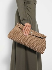 Dune London Brown Encourage Woven Clutch Bag - Image 5 of 5