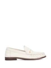 Dune London Cream Grisella Ruch Detail Penny Loafers - Image 1 of 5