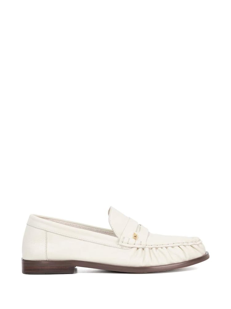 Dune London Cream Grisella Ruch Detail Penny Loafers - Image 1 of 5