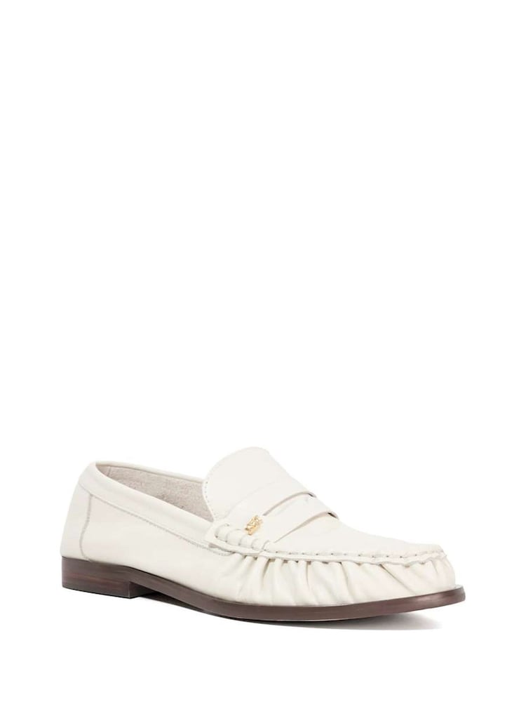 Dune London Cream Grisella Ruch Detail Penny Loafers - Image 2 of 5
