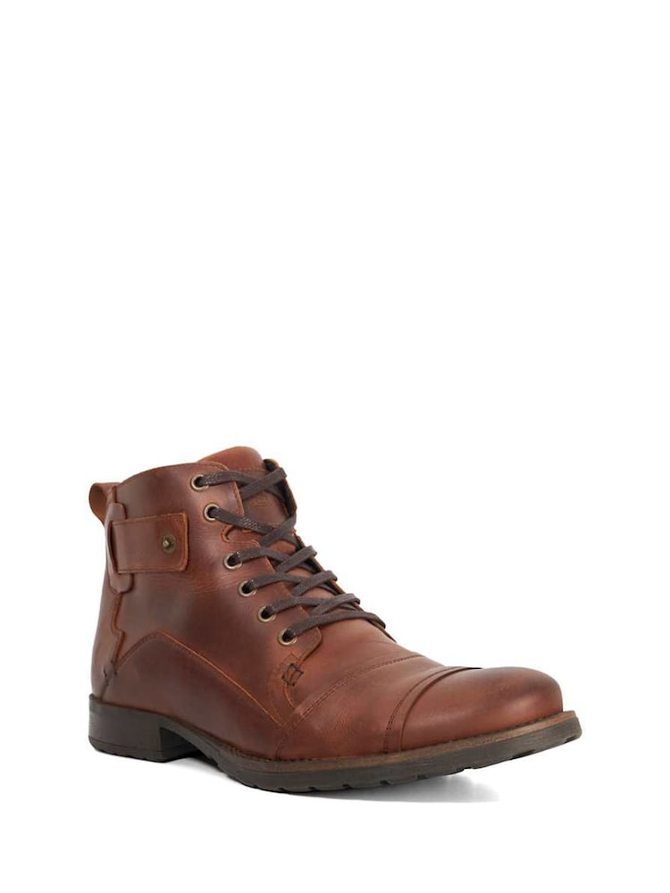 Dune London Brown Simon 1 Seam Detail Lace Boots - Image 2 of 5 Dune London Brown Simon 1 Seam Detail Lace Boots - Image 2 of 5