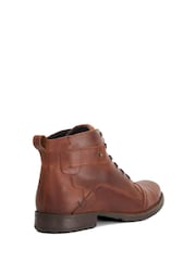 Dune London Brown Simon 1 Seam Detail Lace Boots - Image 3 of 5