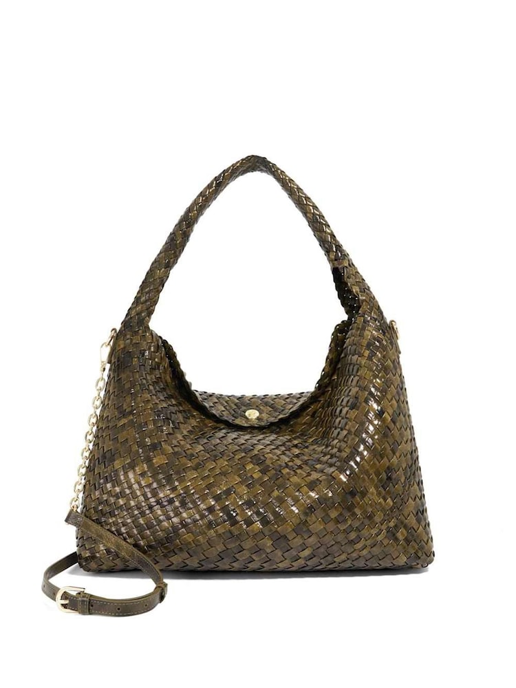 Dune London Green Large Deliberate Woven Slouch Bag - Image 1 of 5