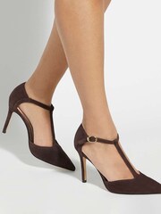 Dune London Brown Castered Updated T-Bar Point Heels - Image 1 of 6