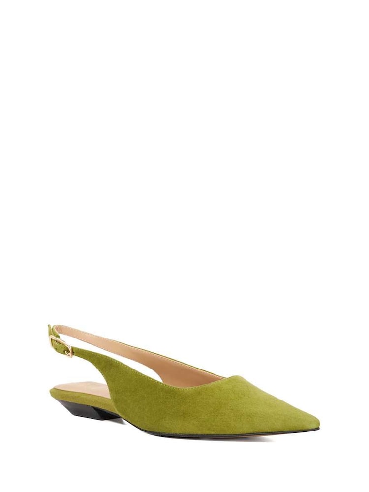Dune London Green Hostess Angle Heel Sling Back Shoes - Image 2 of 5