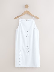 Ecru alb - Square Neck Sleeveless Mirror Detail Mini Dress - Imaginea 6 din 8