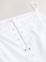 Ecru alb - Square Neck Sleeveless Mirror Detail Mini Dress - Imaginea 7 din 8