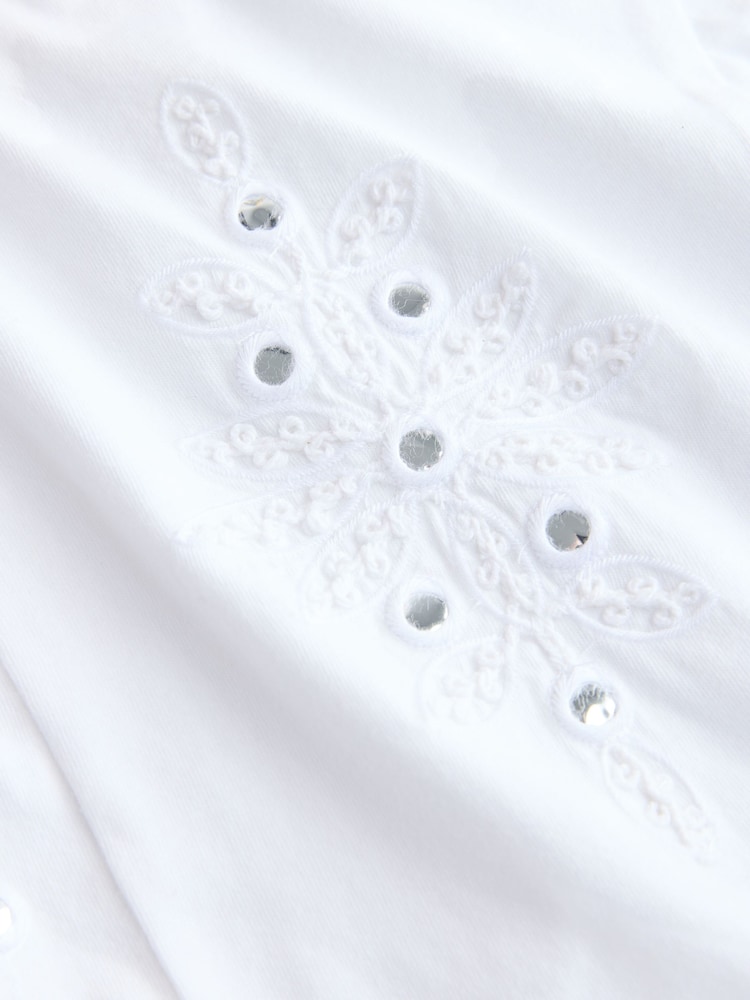 Ecru alb - Square Neck Sleeveless Mirror Detail Mini Dress - Imaginea 8 din 8