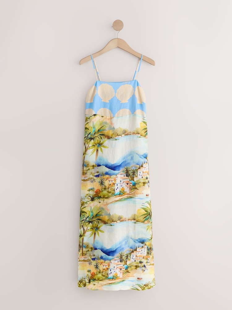 Buy Blue Scene Linen Blend Linen Rich Square Neck Cami Midi Dress from Next  Cyprus