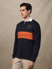 Hackett Blue Heritage Panel Rugby Shirt - Image 4 of 7