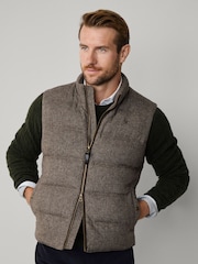Hackett Herringbone Padded Brown Gilet - Image 1 of 6