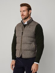 Hackett Herringbone Padded Brown Gilet - Image 4 of 6