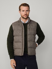 Hackett Herringbone Padded Brown Gilet - Image 6 of 6