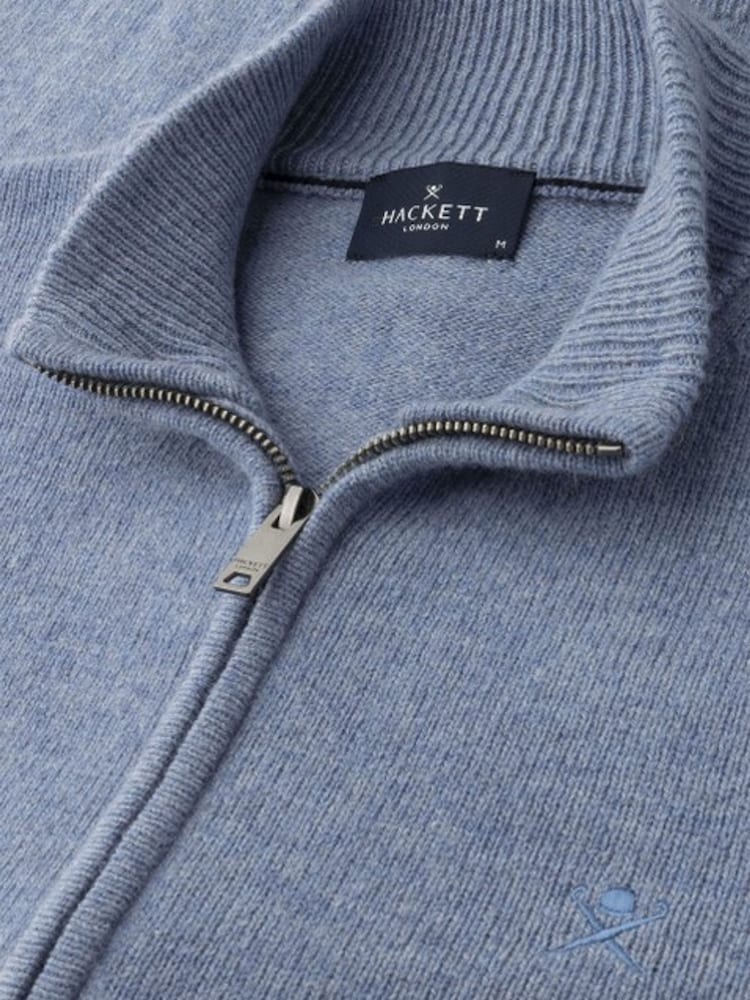 Hackett Lambswool Full Zip Cardigan - Image 3 of 3 Hackett Lambswool Full Zip Cardigan - Image 3 of 3