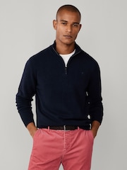 Azul - Hackett Lambswool Quarter Zip Jumper - Imagen 1 de 7
