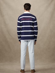 Hackett Blue Heritage Striped Rugby Shirt - Image 5 of 7