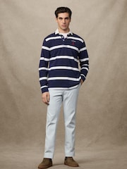Hackett Blue Heritage Striped Rugby Shirt - Image 7 of 7