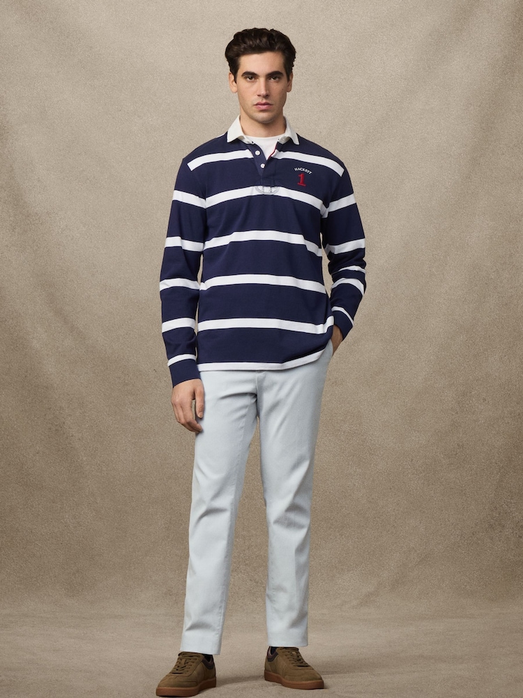 Hackett Blue Heritage Striped Rugby Shirt - Image 7 of 7
