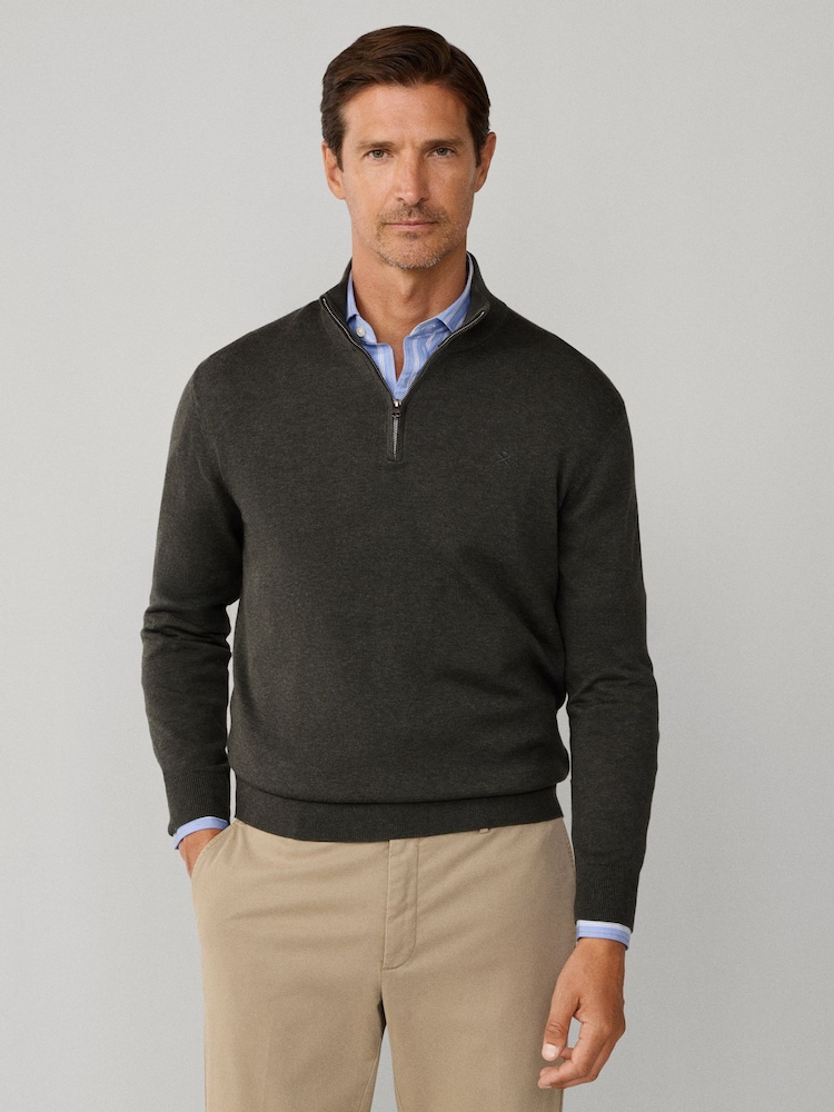 Hackett Cotton Embroidered Logo Quarter Zip Jumper - Image 2 of 7 Hackett Cotton Embroidered Logo Quarter Zip Jumper - Image 2 of 7