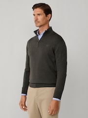 Hackett Cotton Embroidered Logo Quarter Zip Jumper - Image 4 of 7