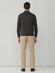 Hackett Cotton Embroidered Logo Quarter Zip Jumper - Image 5 of 7