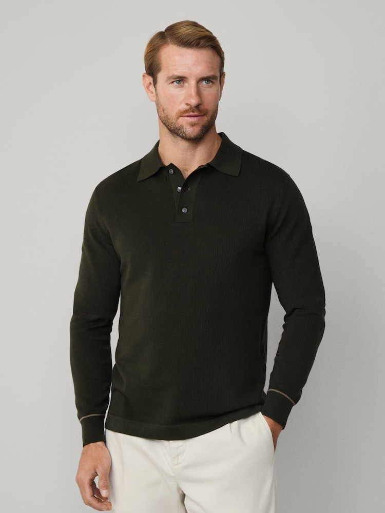 Hackett Green Merino Wool Rally Full Zip Cardigan - Image 2 of 5