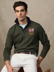 Hackett Green Heritage Velospeed Badges Rugby Shirt - Image 1 of 7