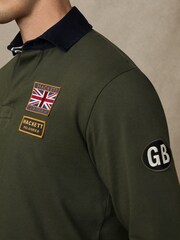 Hackett Green Heritage Velospeed Badges Rugby Shirt - Image 2 of 7