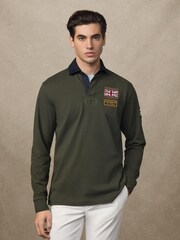 Hackett Green Heritage Velospeed Badges Rugby Shirt - Image 3 of 7