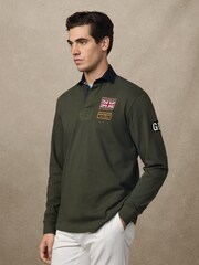 Hackett Green Heritage Velospeed Badges Rugby Shirt - Image 4 of 7