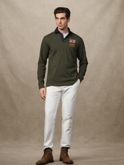 Hackett Green Heritage Velospeed Badges Rugby Shirt - Image 7 of 7