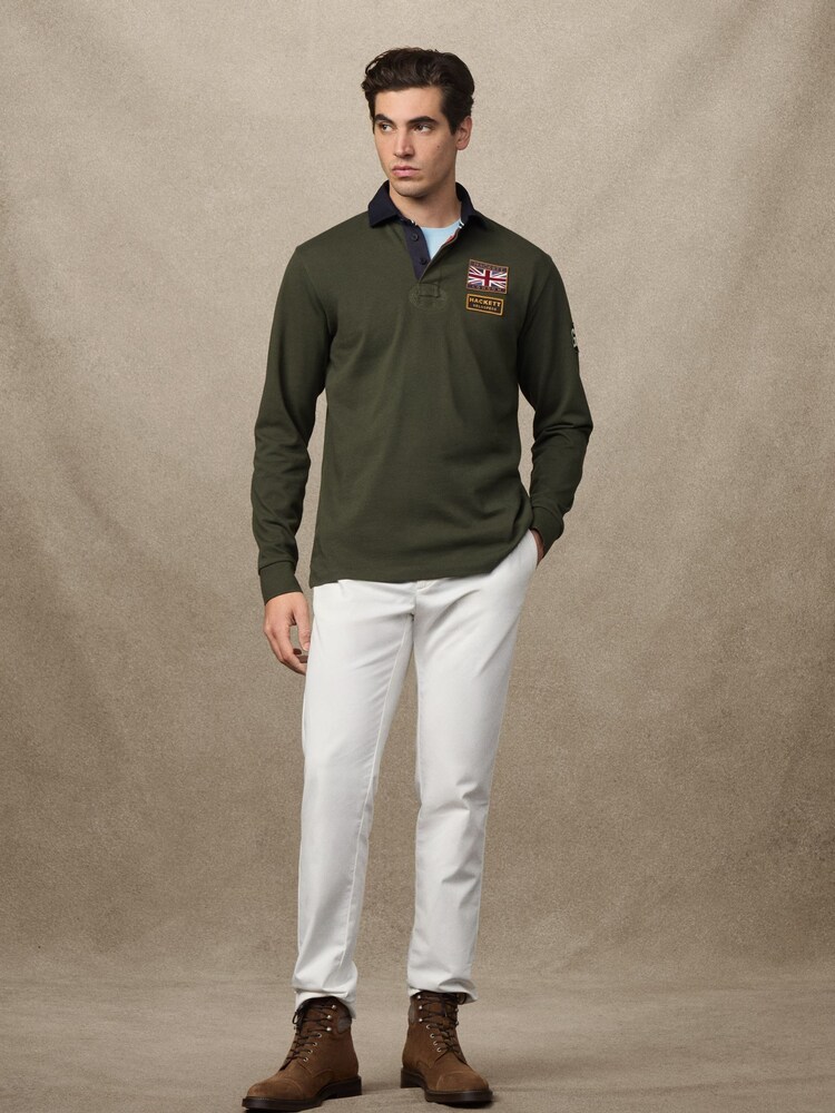 Hackett Green Heritage Velospeed Badges Rugby Shirt - Image 7 of 7