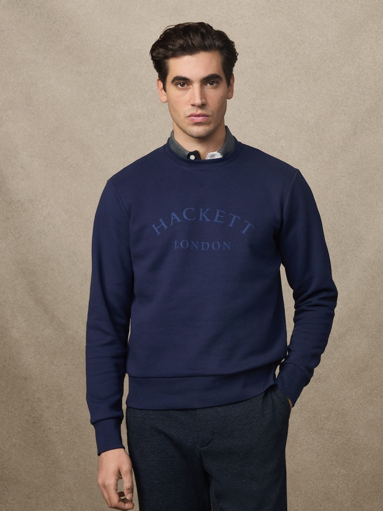 Hackett Heritage Curved Logo Crewneck Sweatshirt - Image 1 of 6 Hackett Heritage Curved Logo Crewneck Sweatshirt - Image 1 of 6