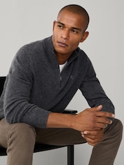 Gris - Hackett Lambswool Quarter Zip Jumper - Imagen 1 de 7