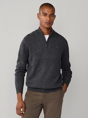 Gris - Hackett Lambswool Quarter Zip Jumper - Imagen 2 de 7