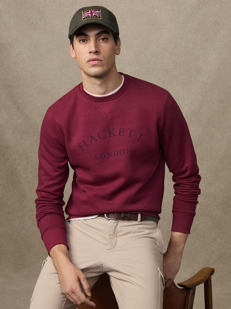 Hackett Heritage Curved Logo Crewneck Sweatshirt - Image 1 of 6 Hackett Heritage Curved Logo Crewneck Sweatshirt - Image 1 of 6