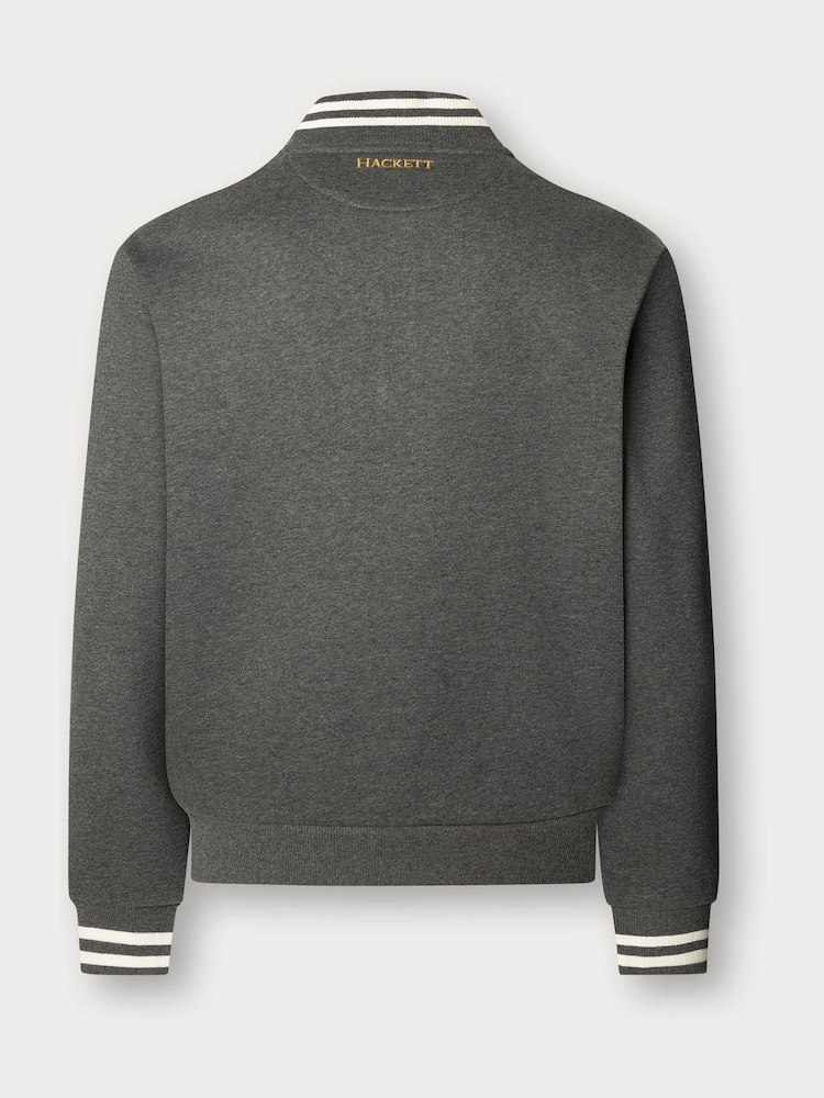 Hackett Grey Heritage Embroidered Crest Logo Quarter Zip Sweater - Image 9 of 9 Hackett Grey Heritage Embroidered Crest Logo Quarter Zip Sweater - Image 9 of 9