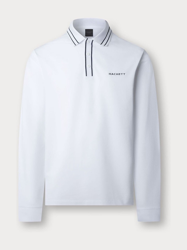 Hackett Jacquard Tipped Collar Polo Shirt - Image 1 of 2 Hackett Jacquard Tipped Collar Polo Shirt - Image 1 of 2