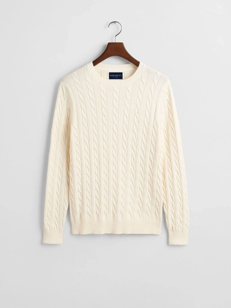 Hackett Pure Cotton Crew Neck Cable Jumper - Image 1 of 1 Hackett Pure Cotton Crew Neck Cable Jumper - Image 1 of 1