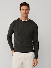 Hackett Pure Cotton Crew Neck Cable Jumper - Image 2 of 7
