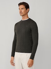 Hackett Pure Cotton Crew Neck Cable Jumper - Image 4 of 7