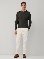 Hackett Pure Cotton Crew Neck Cable Jumper - Image 6 of 7