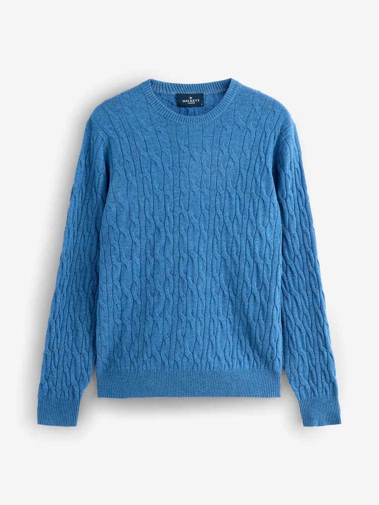 Hackett Lambswool Cable Crew Neck Jumper - Image 1 of 1 Hackett Lambswool Cable Crew Neck Jumper - Image 1 of 1