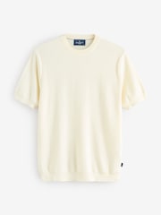 Hackett Knitted Crew-Neck White T-Shirt - Image 1 of 1
