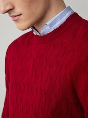 Hackett Lambswool Cable Crew Neck Jumper - Image 2 of 6