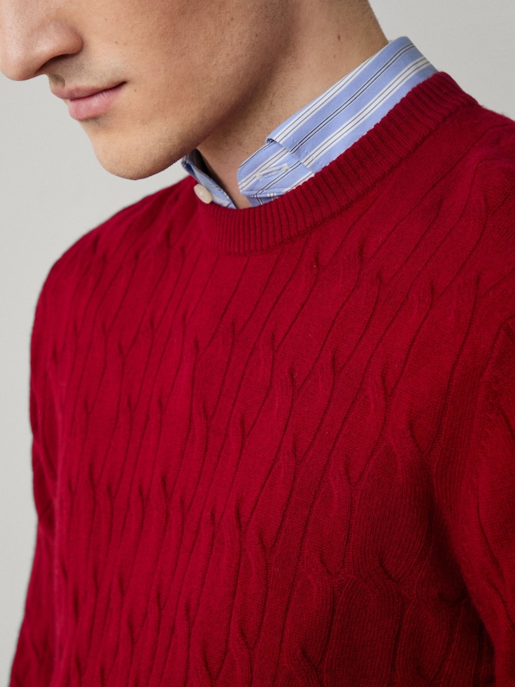 Hackett Lambswool Cable Crew Neck Jumper - Image 2 of 6