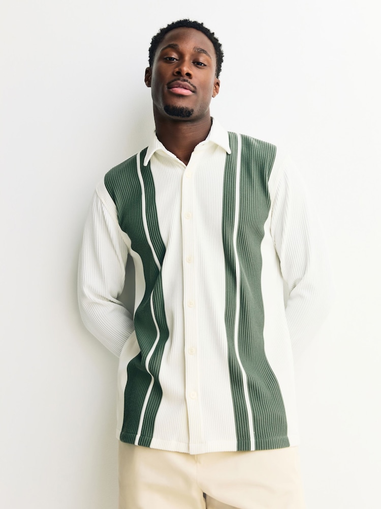 White / Sage Green Stripe Short Sleeve Jersey Shirt - Image 1 of 5 White / Sage Green Stripe Short Sleeve Jersey Shirt - Image 1 of 5