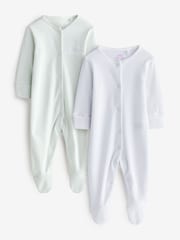 Green and White 2 Pack Big Dreams Slogan Sleepsuits - Image 1 of 3