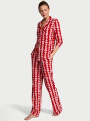 Victoria's Secret Lipstick Red and Petal Pink Scattered Hearts with drawstring Pyjamas - Image 1 of 2