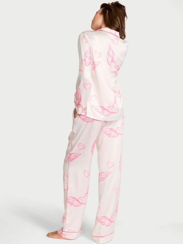 Victoria's Secret Coconut White Angel Wings Satin Long Pyjamas Set - Image 2 of 2 Victoria's Secret Coconut White Angel Wings Satin Long Pyjamas Set - Image 2 of 2